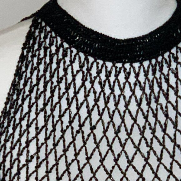 Handmade Vntg Crocheted Beaded Fishnet Tank Sz 8 - Picture 5 of 9